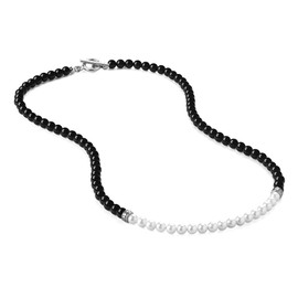 GAVU Yin Yang Black Onyx Pearl Necklace for Men, Stone, Onyx