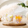 Arefen Gifts for Women Dried Flowers Double Wall Glass Coffee