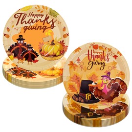 olentit Thanksgiving Paper Plates 50 Pcs Fall Disposable Dinnerware Thanks Theme Party Supplies Happy Thanksgiving Autumn Tableware Set