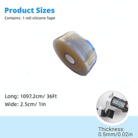 Self Sealing Fusing Silicone Tape Clear, 1 in Wide 36Feet Heavy Duty & Leak Proof Rubber Waterproof Hose Tape Pipe for Water Emergency Pipeline Repair Cable Winding Insulating (0.5mm in Thickness)