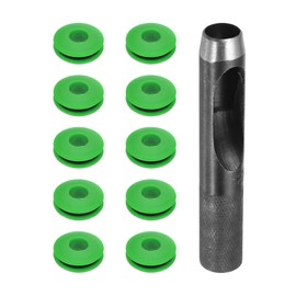 QUARKZMAN Pack of 11 Eyelet Tool Kit, Eyelet Set 12 mm Round Hole Punch, Eyelet Pliers, Plastic Eyelets, Discs Rustproof for Trucks, Tarpaulin, Textile, Pool Tarpaulin, Tents, Awning, Green