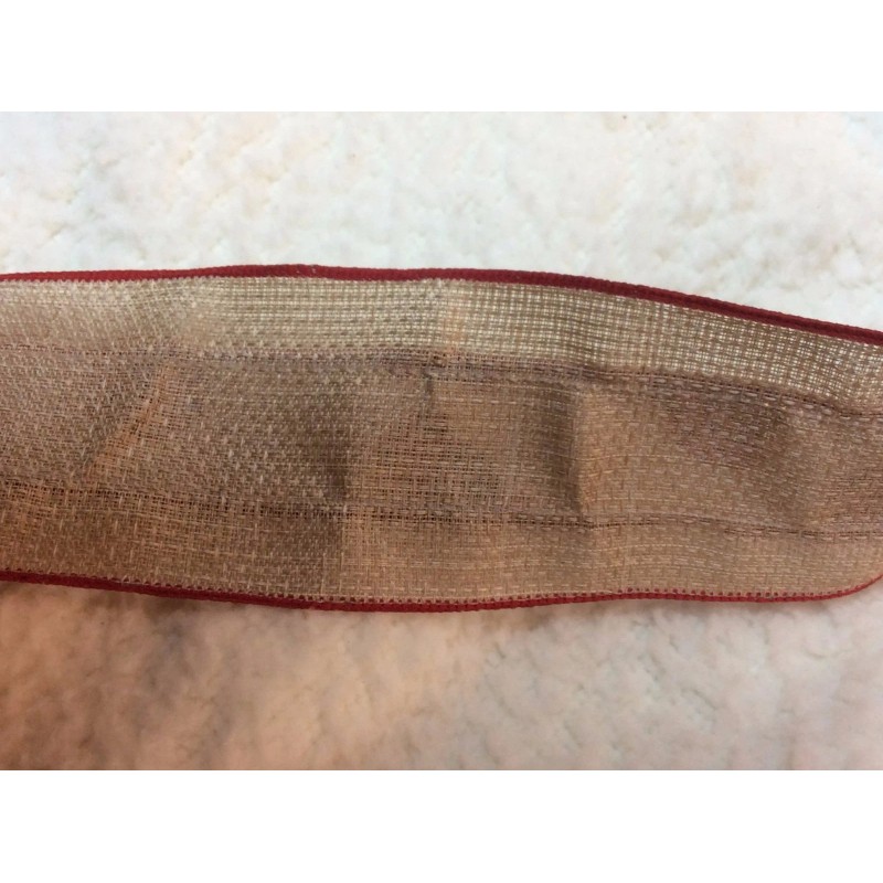Expressions Red and Beige Ladybug Linen Look Wired Ribbon 2.5"Wide
