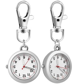 STOBOK Pocket Watch with Key Buckle Key Ring Watch for Nurses Doctor Brooch Pocket Watch Clip-On Hanging Pin Watch Luminous Watch Pendant 2 Pieces, As Shown, Fashion