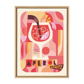 Kate and Laurel Sylvie MCM Aperol Spritz Framed Canvas Wall Art by Rachel Lee, 18x24 Natural, Colorful Mid-Century Drink Art for Wall
