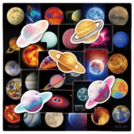 50Pcs Universe Starry Sky Planet Stickers for Gifts Laptop Phone Water Bottle Skateboard Luggage Car Bumper, etc FEH