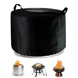 SheeChung Fire Pit Cover for Solo Stove Bonfire 22"D x 16"H Outdoor Smokeless Firepit-Round Waterproof 600D Polyester Shelter,Air Vents,Anti-UV&Tear Resistant-Fits 19-22 inch Gas Fire Pits/Table Black