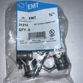 Halex 5-Halex Electrical Metallic Tube Set-Screw Connectors 3/4" 21212 Lots Of 5
