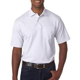Jerzees SpotShield Jersey Knit Sport Shirt with Pocket, S, White