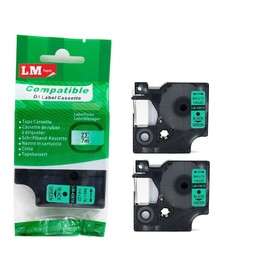 2/Pack LM Tapes - Premium LM43619 1/4" Black on Green Label Maker Tape, Compatible with Dymo 43619 D1 Label Tape 6mm