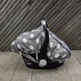 Carseat Cover for Baby, Baby car seat Covers for Infant car seat, Baby Carrier Cover Canopy, Window in Door Zipper Open, 2 Layers, Grey Cloud;…