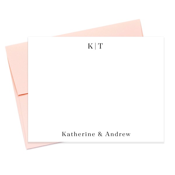 Personalized Stationary Gift For Couples, Modern Notecard Set with Simple