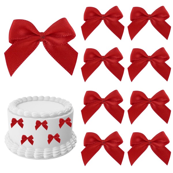 AIMUDI 150 PCs Small Red Bows 1.2'' Satin Bows for