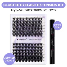 Lash Extensions Set, Eyelash Extensions Set, DIY C Curl Lash Extension Set, Lashes Extension Eyelash Set, Cluster Set, Lash Bond and Seal Cluster Eyelashes (30D + 40D + Lash Bond and Seal)