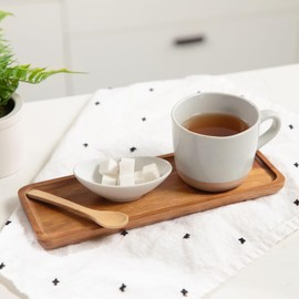 MetoMuto Wood Rectangle Tray Set - Solid Oak Wood, 11.4x4.3x0.6 Inches, 2-Piece Minimalist Wooden Tray for Bathroom, Small Wooden Tray with Raised Edges, Natural Texture, Durable & Versatile Design
