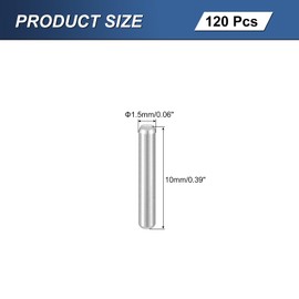 sourcing map 120Pcs M1.5 x 10mm 304 Stainless Steel Dowel Pin, Cylindrical Shelf Support Peg Pin Parallel Pin Fastener for Mechanical Manufacturing, Industry, Furniture Installation, Silver
