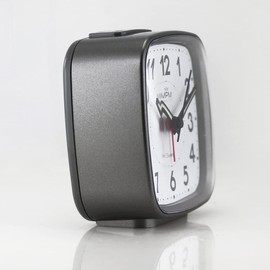 MPM Quality Design Plastic Alarm Clock, Grey, Modern, Analogue, Ascending Alarm, Snooze, Snooze, Night Light, Table Decoration for Home, Bedroom, Office