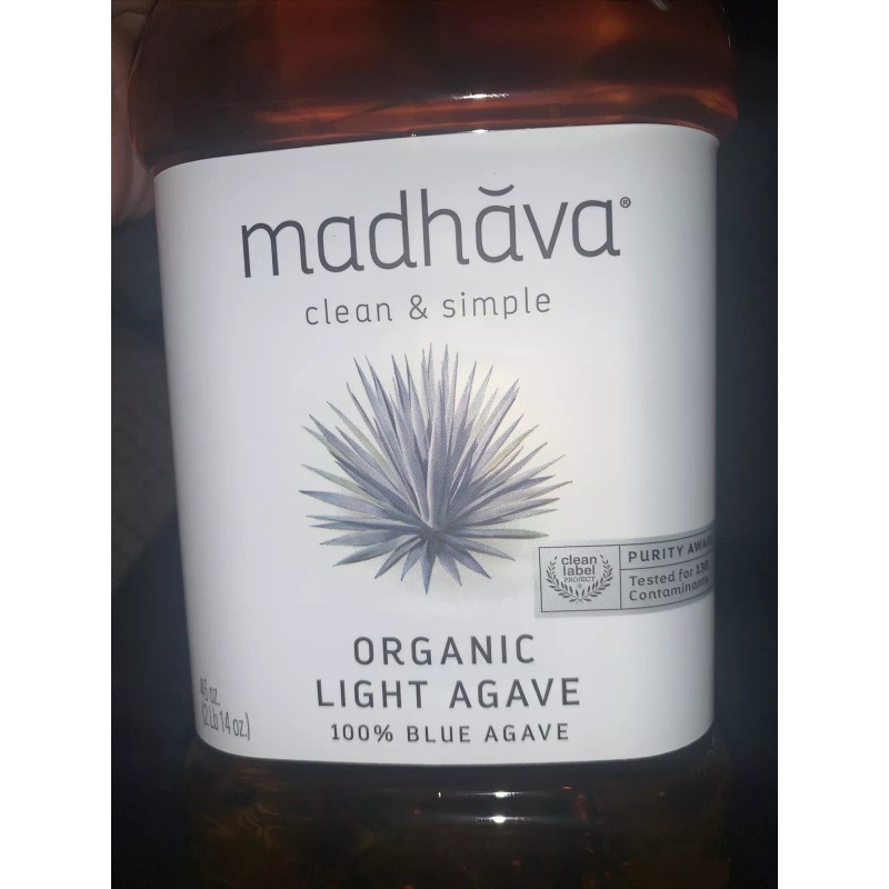 Madhava Organic Light Agave, 100% Blue Agave Sweetener Sugar Substitute,