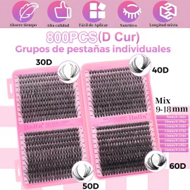 804 Kit Extension De Pestañas Maquillaje Diy 30d 40d 50d 60d Negro D 1.8 Cm 0.07 Mm