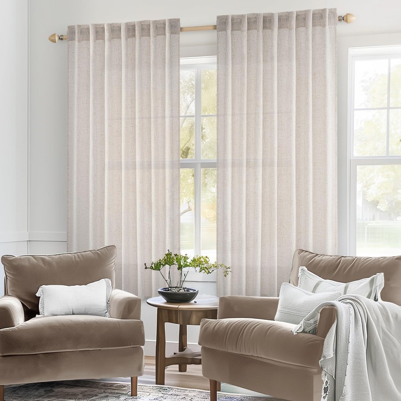 MIULEE - Cortinas de lino blanco de 45 pulgadas de