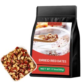 Dried Red Dates 17.6oz/500g,Fruit Tea,Sweet Crispy Dates Red Jujube Slices Seedless used as a snack, make tea, porridge, soup