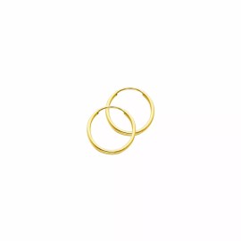 Unbranded 14K Yellow Gold Endless Round Hoop Earrings 1mm 12mm Polish Plain Tube Women Men