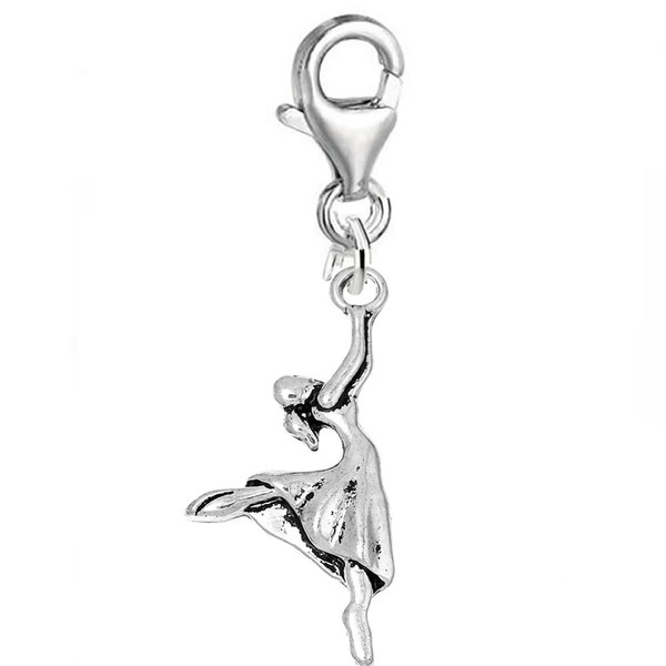 Sexy Sparkles Clip-On Ballerina Charm Pendant – Compatible with Bracelets,