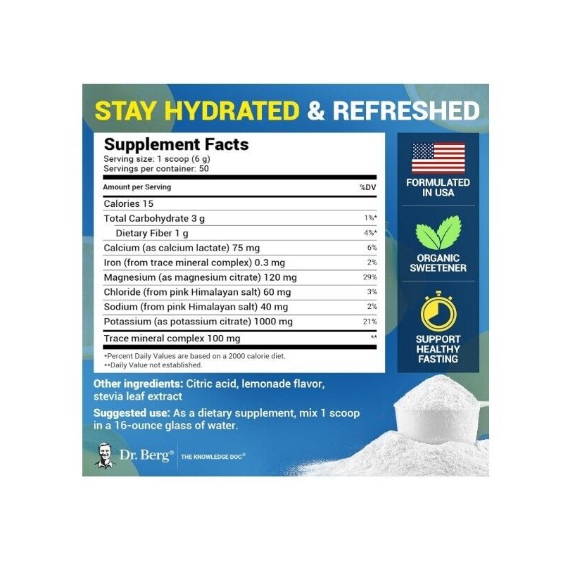 Dr. Berg Electrolyte Powder with 1000 mg of Potassium with
