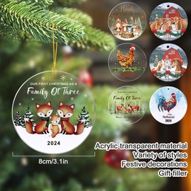 Christmas Ornaments 2024, Acrylic Christmas Horse Ornaments Pendant, Christmas Decorations Indoor Outdoor Hanging Ornaments Holiday Wedding Party Decor Xmas Gift for Kids