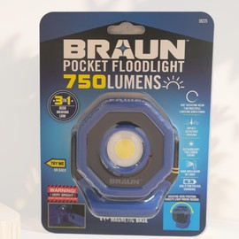 750 Lumen Rechargeable Ultra-Compact Magnetic LED Floodlight - Includes Battery & USB-C Charging Cord, 360° Rotating Head, Durable Aluminum Housing (Blue) - Compatible with Braun