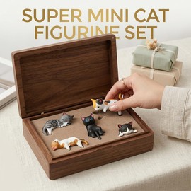 Lotsdonxia 5 Pcs Mini Cat Figurines, Realistic Resin Cat Dolls, Adorable Miniature Display Decor, Desk Office Car Interior Accessories