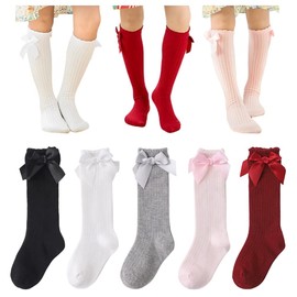 QandSweat Baby Girls Knee-High Socks Kdis Girl Princess Dress Bow Stockings 2-4T