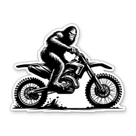 Bigfoot Riding a Dirt Bike Vinyl Sticker - for Water Bottle Phone Car Tumbler Laptop - Waterproof - 3"