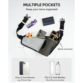 WATERFLY Running Water Bottle Belt: Hydration Fanny Pack Waist Bag for Women Men with Bottle Holder Hip Pack for Runners Walking Hiking Jogging