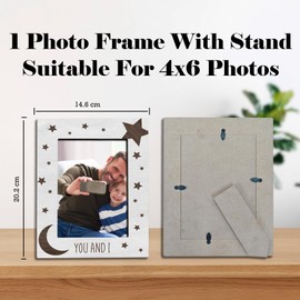 dsjaidh Wooden Frame For 4" X 6" Photo - Moon & Stars You And I - Rustic Wooden Picture Frame For Desktop, Shelf, Counter Display, Men Women Gifts, Home Decor & Supplies (Vertical) - A11