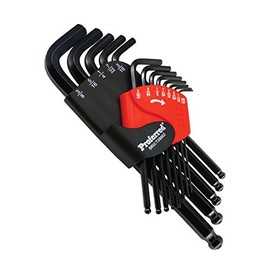 Proferred T35002 Long Arm Ball Point Hex Key Set, 13 Piece SAE, 0.05" -3/8", Black Finish