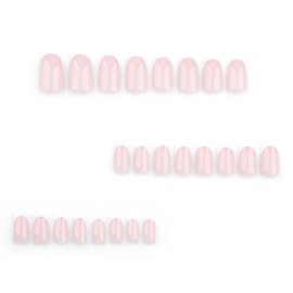 CTTHNBD Medium Press on Nails Square - White French Tip Fake Nails - Cute, Glossy Full Cover Stick on False Nails - for Women 24 Pcs