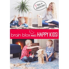 Brain Blox Natural Wooden Blocks for Kids Ages 4-8 - Montessori Blocks for Hands-on Learning - STEM and Architecture for Kids (300 Building Blocks)