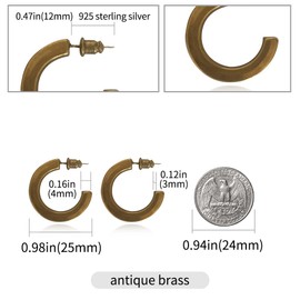 Surrounded Forest Vintage Copper Hoop Earrings Antique Ethnic Hoop Earrings for Women,Hypoallergenic Hoops for Women 25mm