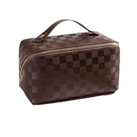 Lumbor37 Bolsa de Maquillaje de Viaje, Neceser de Viaje para Mujer y Hombre, Estuche Multifunción Neceser Bolsa de Lavado para Vacaciones Baño Viajar para Mujer(Marrón)