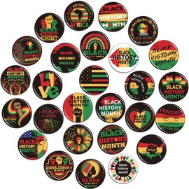 SEPGLITTER 54Pcs Black History Month Party Favors Button Pins Tinplate Brooch Lapel Badges for African American Party Decorations Supplies Goodie Bag Stuffer (27 Designs)
