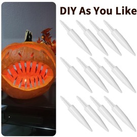 Luskrvnt - Juego de dientes de calabaza para Halloween, espeluznantes Jack O Lantern con colmillos y dientes de calabaza, decoración de calabaza de Halloween para el hogar, fiesta, escuela