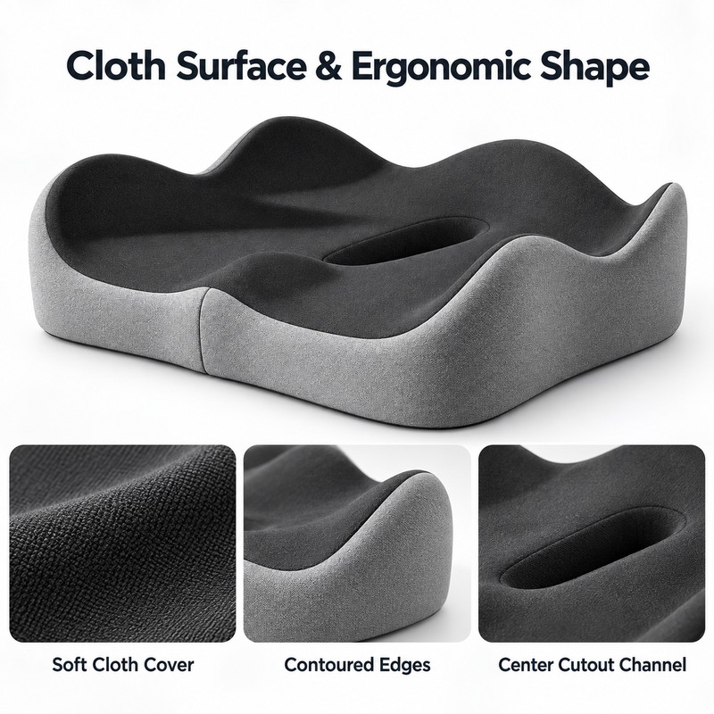 Memory Foam Seat Cushion for Office & Car – Non-Slip