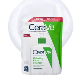CeraVe Hydrating Facial Cleanser, Moisturizing Face Wash For Dry Skin, Hyaluronic Acid + Ceramides + Glycerin, Hydrating Cleanser For Normal To Dry Skin, 16 Ounce Refill