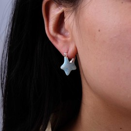Jugielu Boho Star Hoop Earrings Blue Enamel Star Earrings Star Dangle Earrings Blue Acrylic Star Drop Earrings Cute Star Minimalism Earrings Jewelry for Women