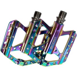 GORIX (GX-FY251) Bicycle Pedal, Oil Slick, Flat Pedal, Lightweight, Aluminum, Stylish, Thin, Wide Body, Wide, Spike Pin, Anti-Slip, Bike Pedal, Road Bike, Cross Bike, Mountain Bike, Other Bicycles