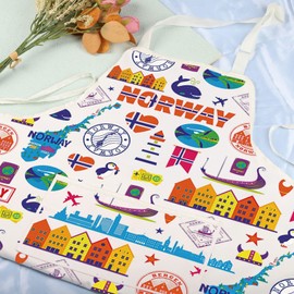 VAMSII Norway Trip Gift Norway Kitchen Chef Cooking Aprons Norwegian Lovers Gift Scandinavian Gift Norway Souvenir (NorwayApron)
