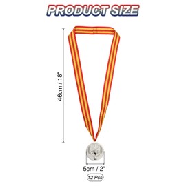 PATIKIL 2 Inch Silver Award Metals, 12 Pieces Style Award Medals 2nd Prize with Neck Ribbon for Games Sports Competitions