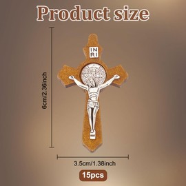 WEBEEDY 15 Pieces Wooden Crucifix Christian Jesus Cross Religious Crucifix Charms Pendants for DIY Rosary Necklace Making Jewellery Accessories
