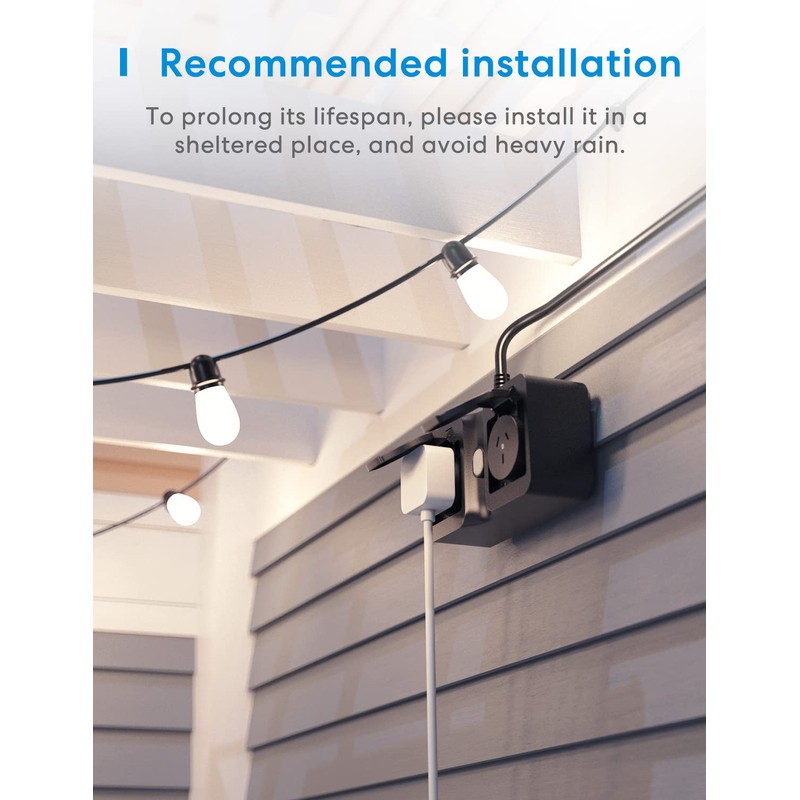 meross Smart Plug Outdoor Indoor WiFi Outlets 10A Waterproof IP44,