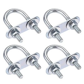 uxcell Round U-Bolt 0.79"(20mm) Inner Width 50mm Length Steel M6 with Nut, Plate, Washer 4 Sets